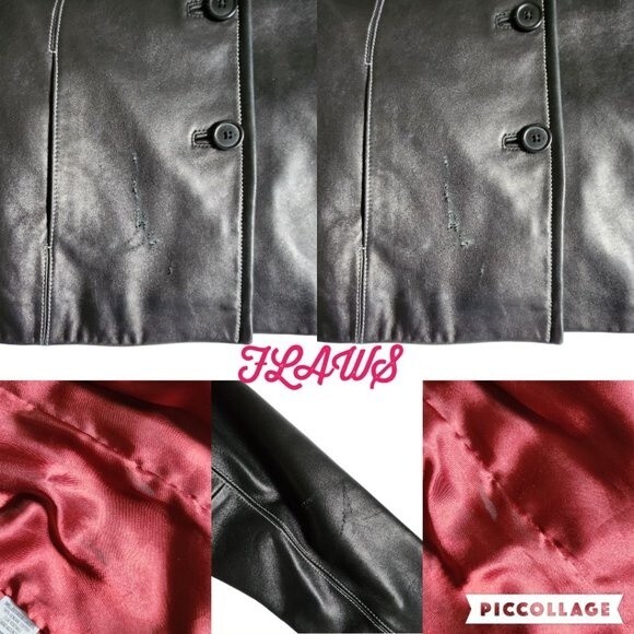 Casual Corner black 3 button closure notched collar leather jacket sz S - Picture 8 of 11
